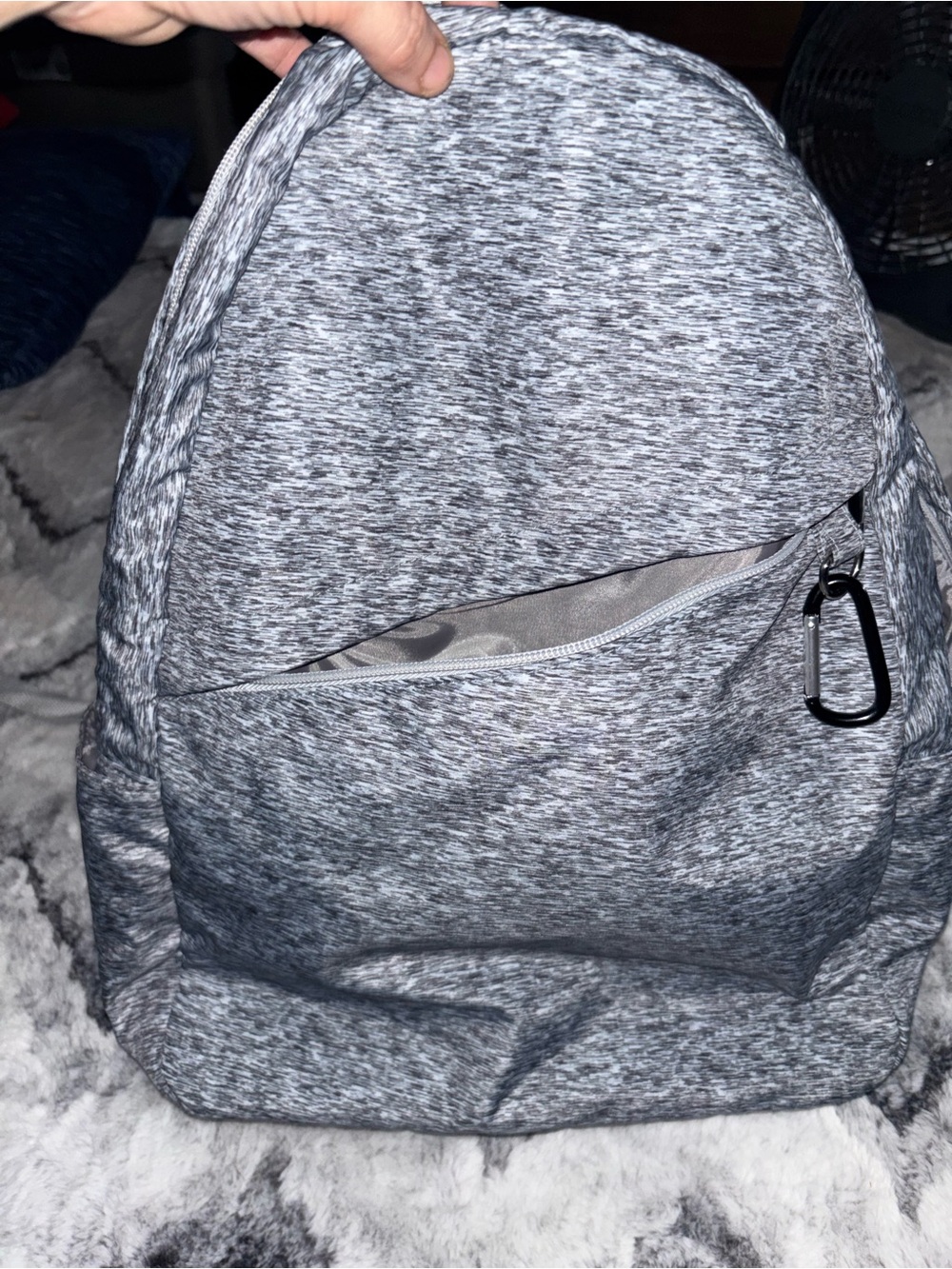 Light Gray Heather Backpack with Interior Organizer